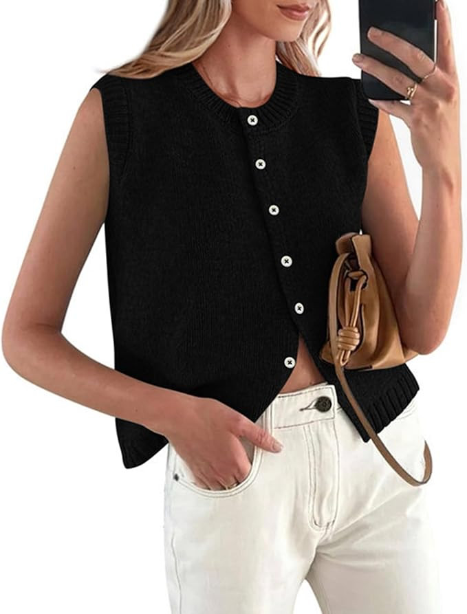 PRETTYGARDEN Sweater Vest Tops for Women 2026 Lightweight Summer Cardigan Sleeveless Button Up Kn... | Amazon (US)