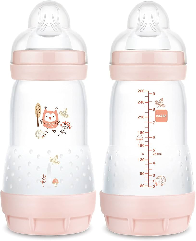 MAM Easy Start Matte Anti-Colic Baby Bottles, 9 oz (2 Count), Medium Flow Nipples, Baby Girl,2 Co... | Amazon (US)