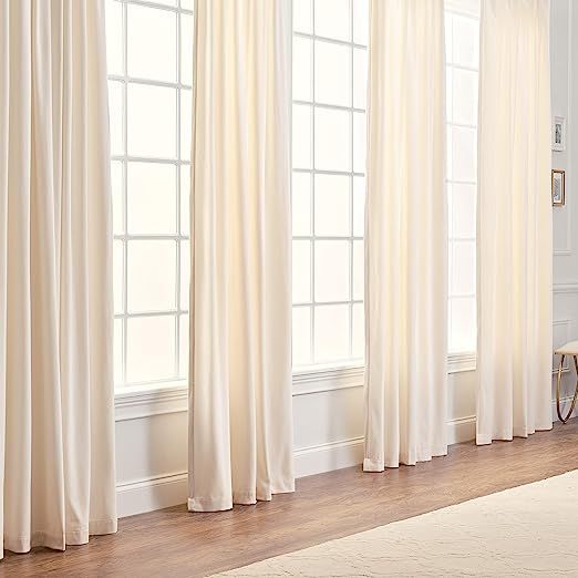Chanasya Off White Velvet Curtains Panel Set 2 -Piece - Classy Partial Blackout Curtain Room Dark... | Amazon (US)