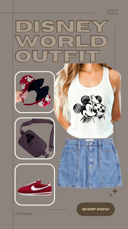 Disney World summer outfit

Mickey Mouse and Minnie Mouse sketch tank top
New Abercrombie denim mini skirt
Classic pearls mouse ears
Disney belt bag retro Mickey balloons 
Red Nine walking sneakers

#LTKSummerSales #LTKTravel #LTKShoeCrush
