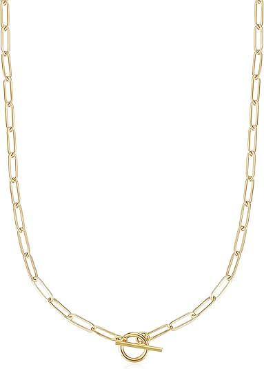 Lauren Paperclip Bolo Necklace Layered Stacked Paper-clip Link for Women Adjustable Lobster Clasp... | Amazon (US)