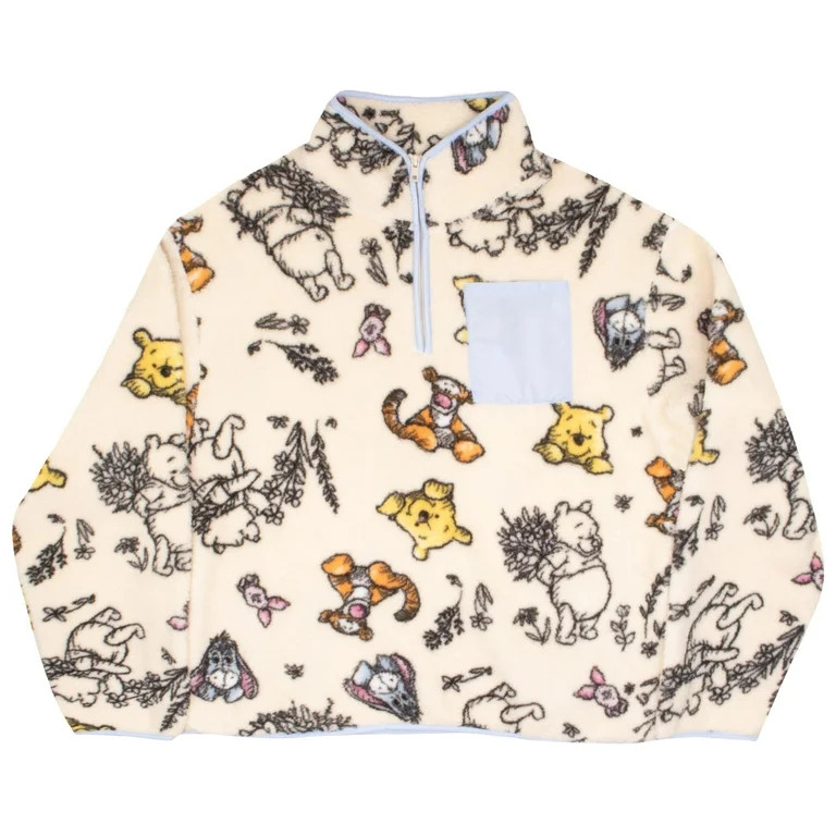 Disney Winnie the Pooh Women's Soft Fleece Pullover Quarter-Zip Jacket - Long Sleeve Warm Sweatsh... | Walmart (US)