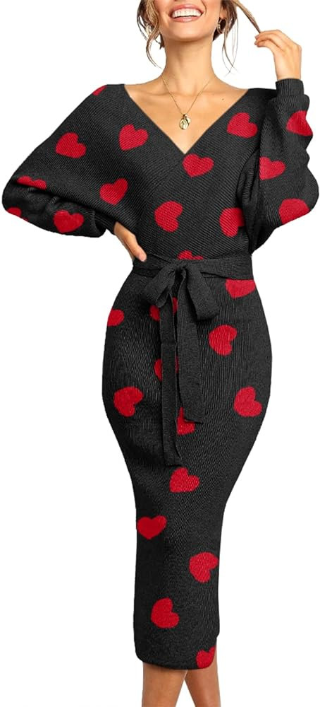 Chang Yun Women's Long Maxi Sweater Dresses Sexy Wrap Batwing V Neck Slit Open Back Holiday Bodyc... | Amazon (US)