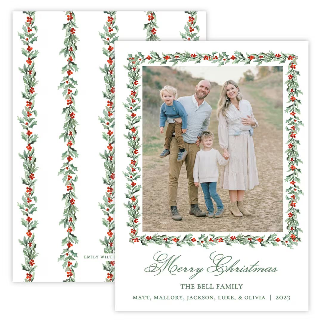 Printable Christmas Photo Card Holiday Photo Card Watercolor - Etsy | Etsy (US)