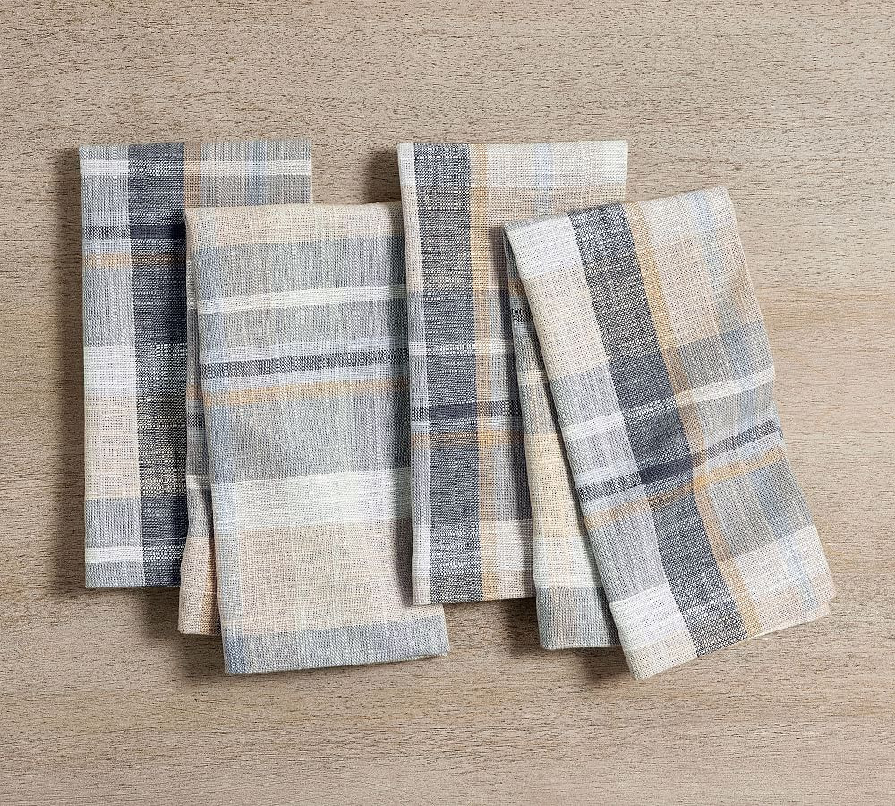 Montecito Plaid Cotton/Linen Napkins - Set of 4 | Pottery Barn CA