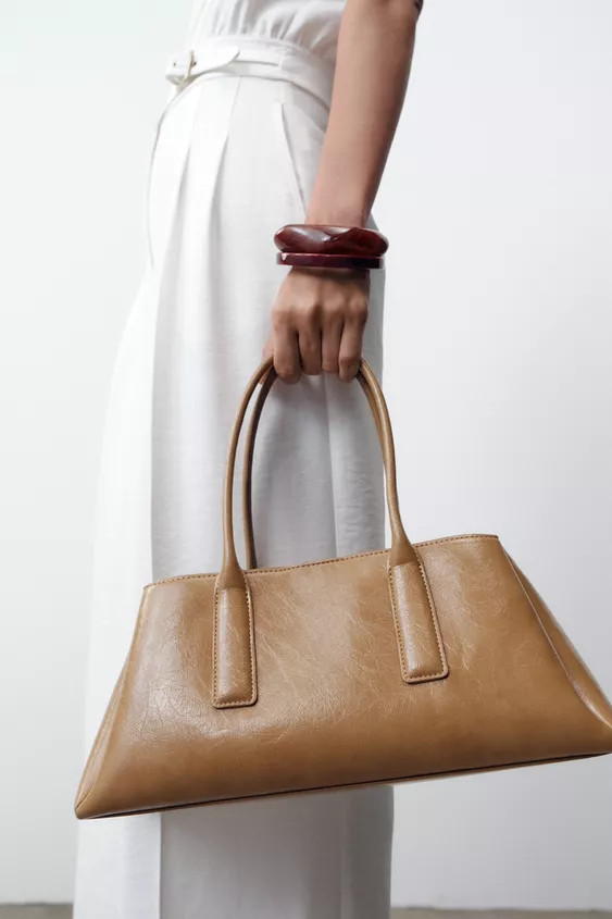 CRACKLE-EFFECT CITY BAG | Zara US