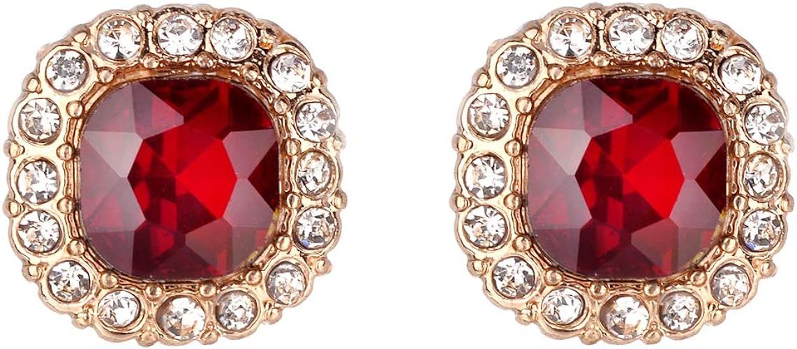 Jones New York Gold Ruby Red Clear Crystal Rhinestones Birthstones Stud Earrings | Amazon (US)
