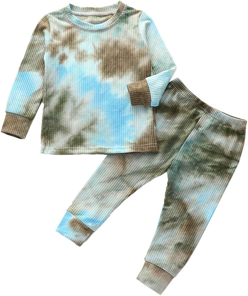 Toddler Kids Baby Girl Boy Tie Dye Outfit Clothes Long Sleeve Top and Pants Clothing Set | Amazon (US)