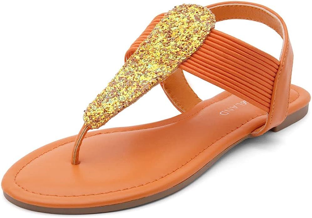 Shoe Land SL-Mona Women's Open Toe Elastic Strappy String Thong Flat Sandals Ankle Strap Gladiato... | Amazon (US)