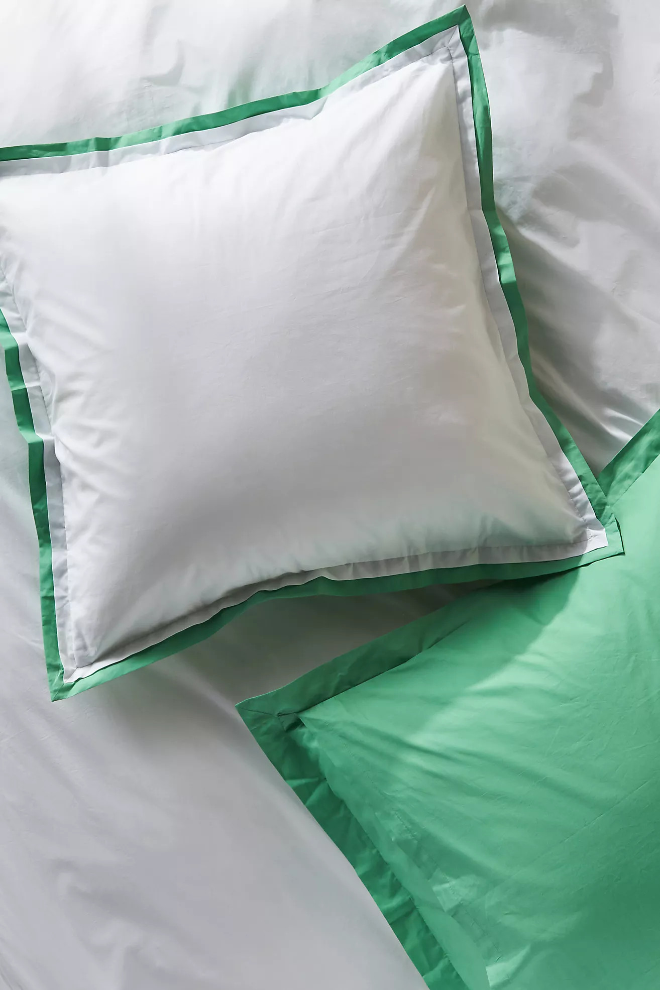 Tipped Contrast Percale Euro Sham | Anthropologie (US)