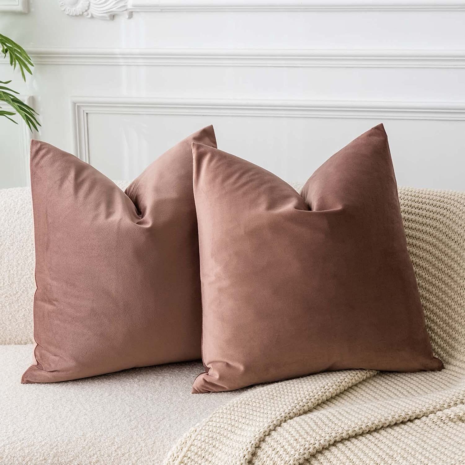 JUSPURBET Euro Jam Velvet Throw Pillow Covers 26x26 Set of 2,Decorative Solid Soft Cushion Cases ... | Amazon (US)