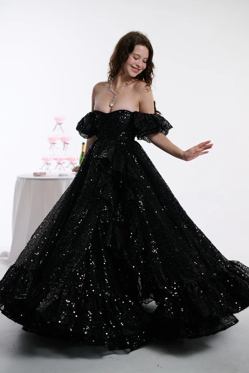 selkie black sequin dress Selkie Sequin Princess Dress - Black