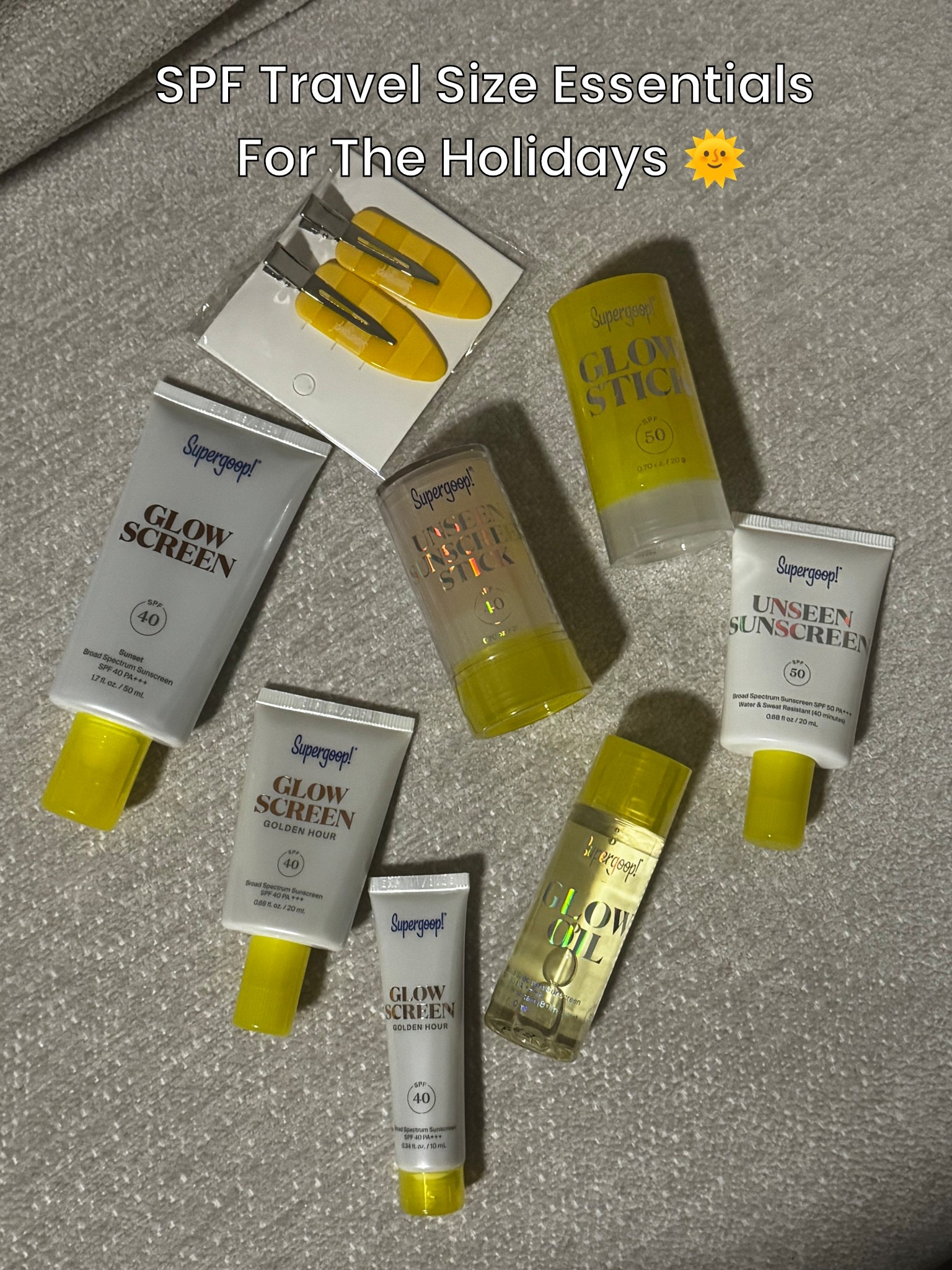 SPF Travel Size Essentials For The Holidays from Supergoop! 

#LTKBeauty #LTKselfcare #LTKTravel