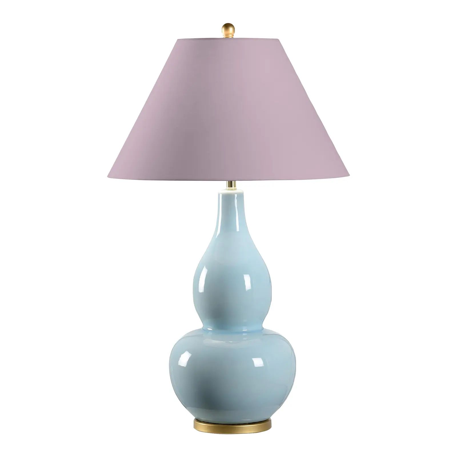 Casa Cosima Large Double Gourd Table Lamp, Light Blue Base with Hidden Sanctuary Lamp Shade | Chairish