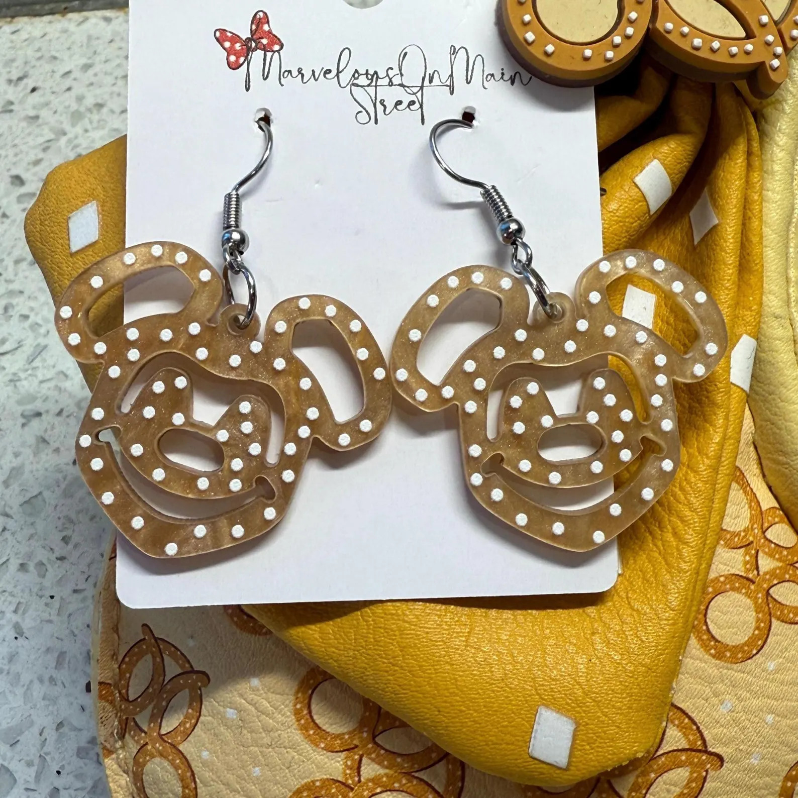 Mickey Pretzel Earrings - Mickey Shaped Pretzel Snacks Inspired Lightweight Acrylic Dangle Jewelr... | Etsy (US)