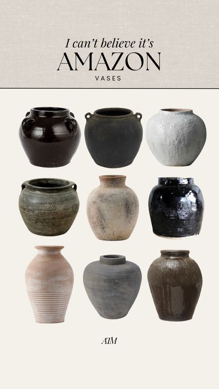 Amazon Vases

vases, vase, brown vase, black vase, antique look, vintage look, rustic vase, Amazon finds, Amazon home finds

#LTKfindsunder50 #LTKhome #LTKfindsunder100
