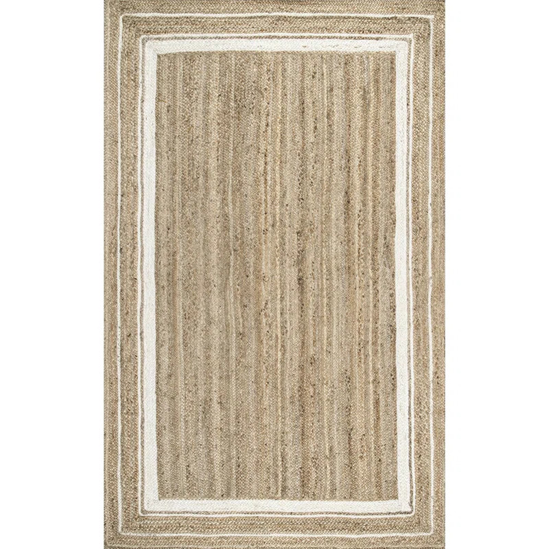 Ankita Bordered Jute Area Rug for Dining Room Living Room Kitchen, Off White/Natural | Wayfair North America