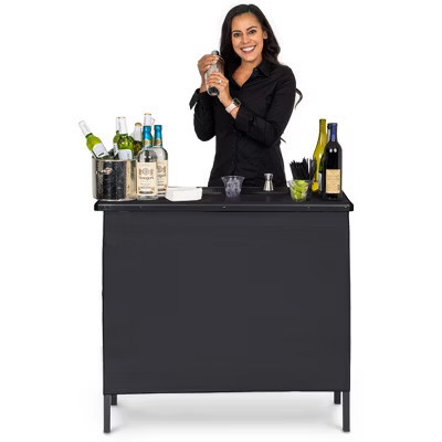 GoBar Portable Bar Table for Events - Pop Up Mobile Bartending Station with Travel Carrying Case - 3 Skirts - Black | Target