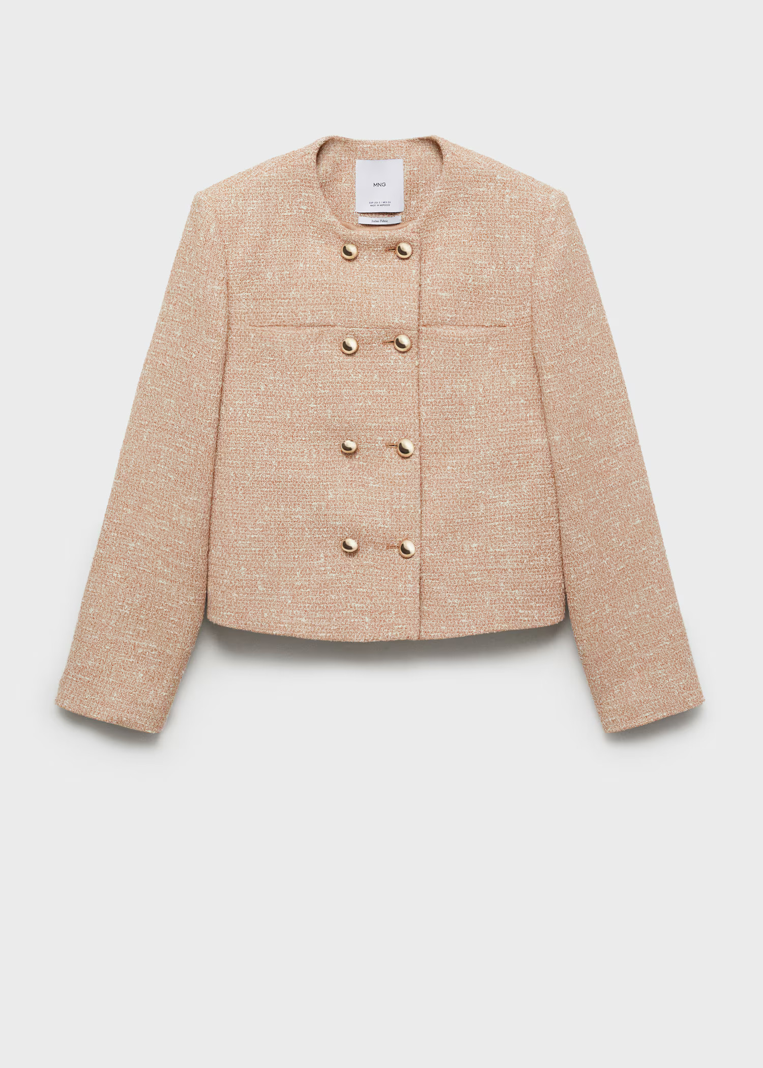 Double-breasted tweed jacket - Women | MANGO United Kingdom | MANGO (UK)