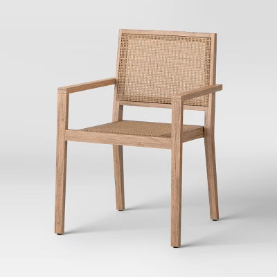 Wood Caning Stackable Patio Chair Brown - Threshold™ designed with Studio McGee | Target