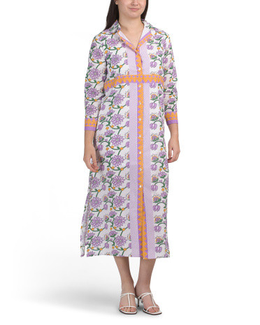 Avara Border Print Maxi Shirt Dress | Casual Dresses  | Marshalls | Marshalls