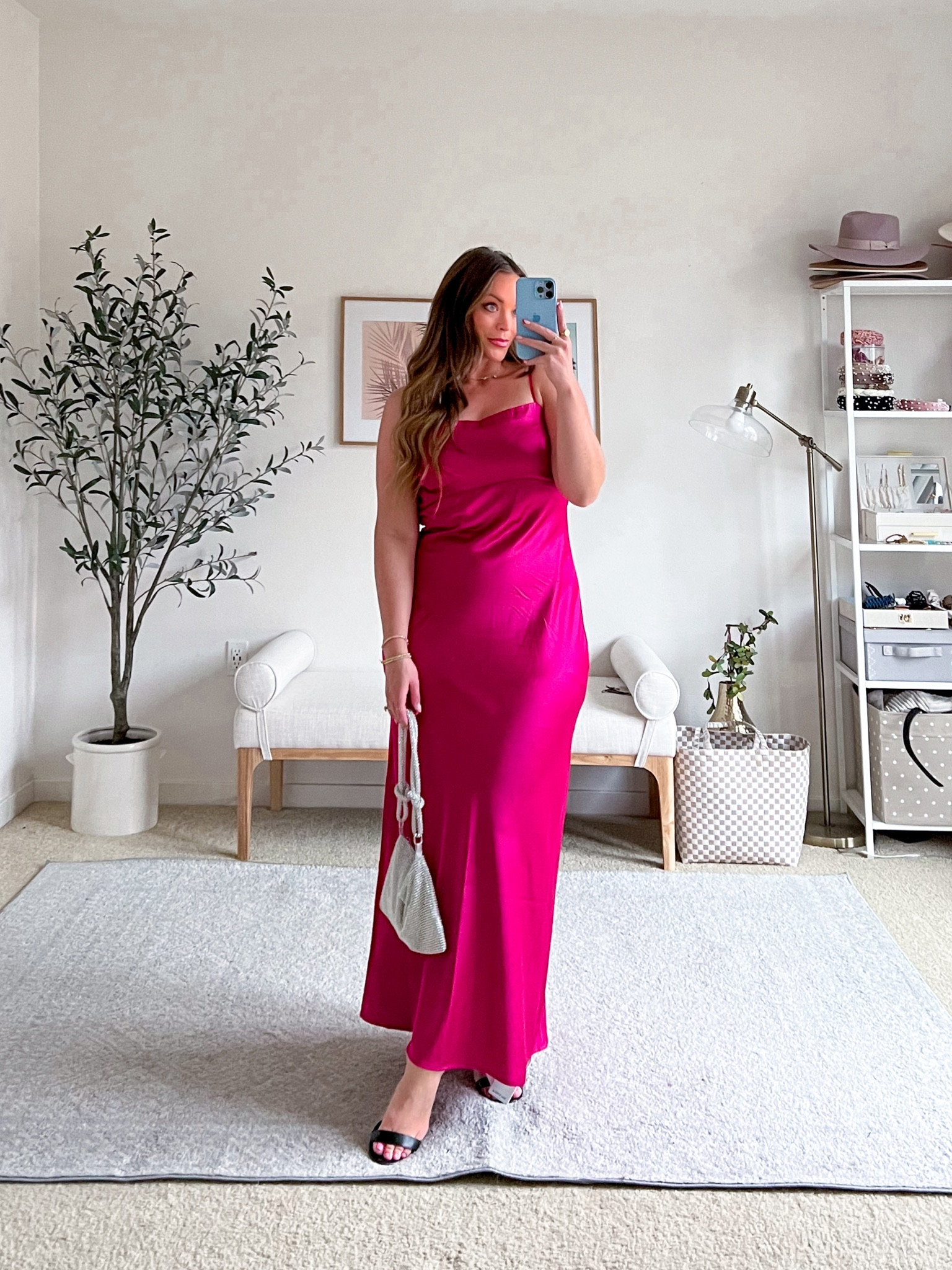 knee length dresses for ladies Black Satin Cowl Neck Backless Slip Midi Dress main image 1