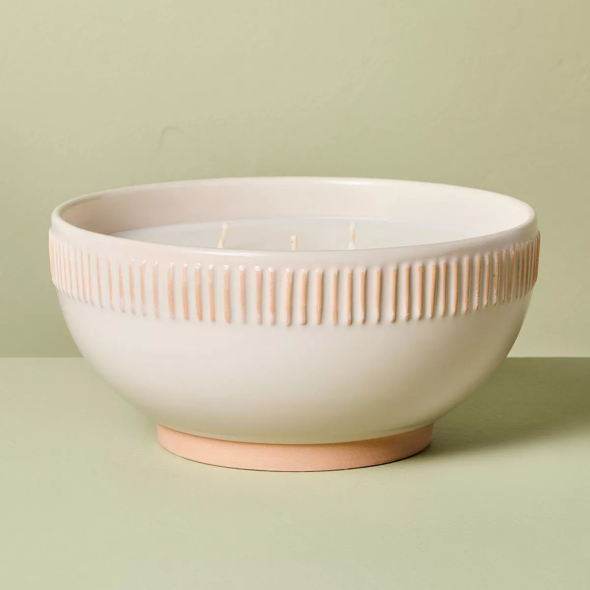 Rim Stripe Ceramic Citronella Scented Bowl Candle Cream - Hearth & Hand™ with Magnolia | Target