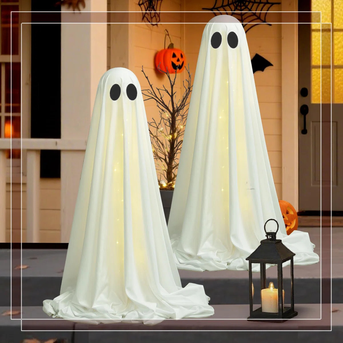 Halloween Outdoor Glowing Ghost Decor (2 Pcs) - Adjustable 60In Height, Remote String Lights (8 M... | Wayfair North America