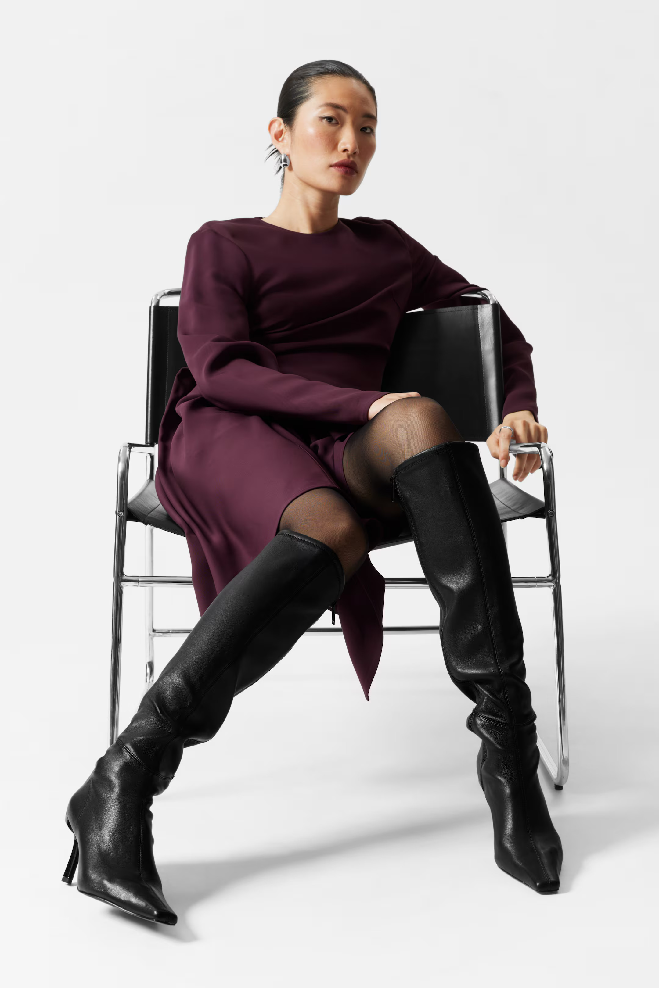 Stretch-Leather Knee Boots | H&M (UK, MY, IN, SG, PH, TW, HK)