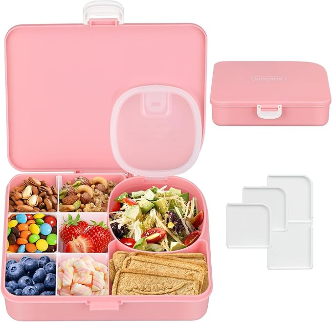 Snack Box Container for Kids Adults Reusable Snackle Box with Adjustable Dividers Airtight Snack ... | Amazon (US)