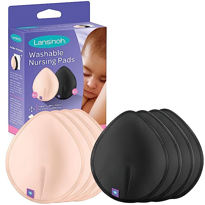 Lansinoh Reusable Nursing Pads for Breastfeeding Mothers, 8 Washable Pads, Pink and Black | Amazon (US)