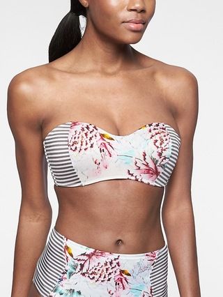Athleta Womens Aqualuxe Lotus Bandeau Bikini Top Ethereal Print Size L | Athleta