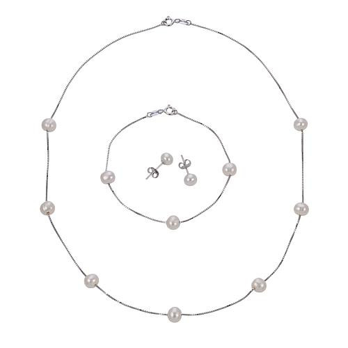 Imperial Pearls Cultured Pearl Station Necklace, Bracelet and Earrings | HSN