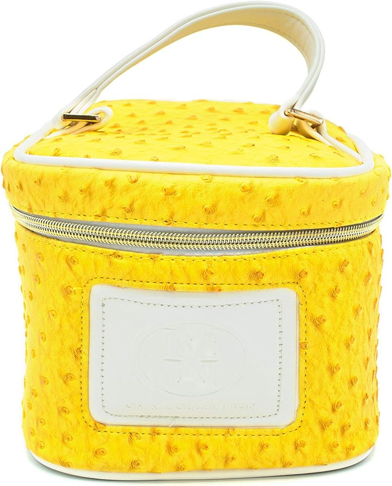 OMM Collection Ostrich Style Large Travel Beauty Bag with Handle Multifuction Case with Gold Zipp... | Amazon (US)