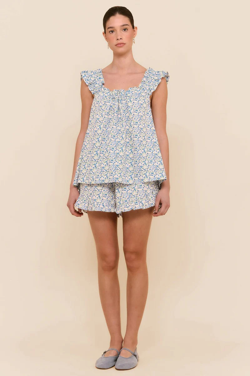 Nicolette Sleep Set - Cotton - Floret Blue | Piyama US