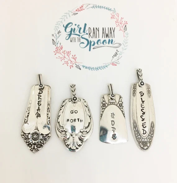 Stamped Word Spoon Handle Pendant | Etsy (US)