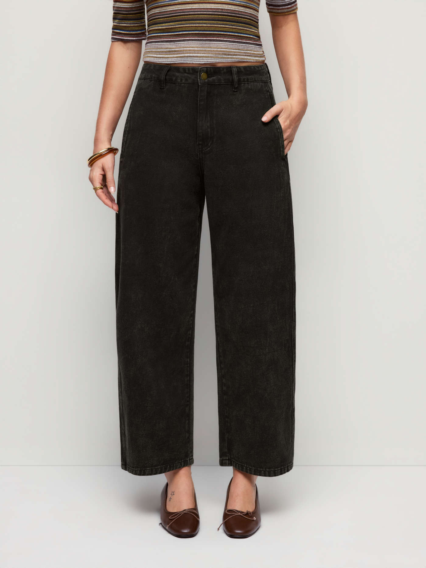 Denim Denim Low Rise Washed Metal Detail Wide Leg Cropped Jeans For School Daily Casual | Cider