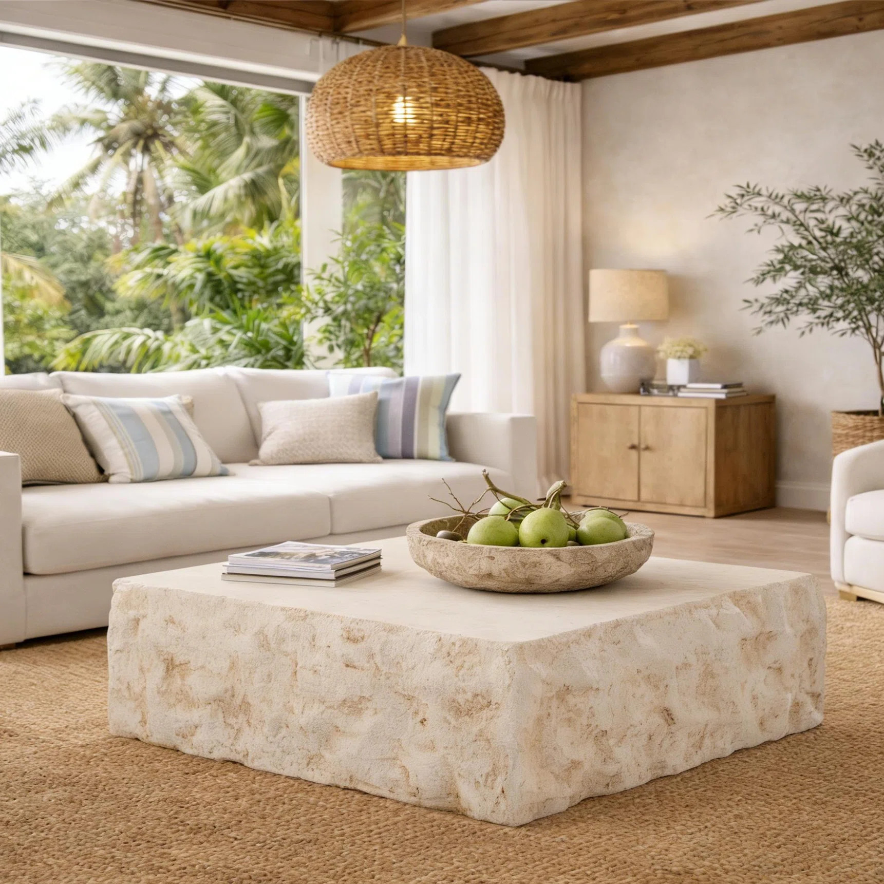 Organic Modern Faux Stone Coffee Table | Wayfair North America