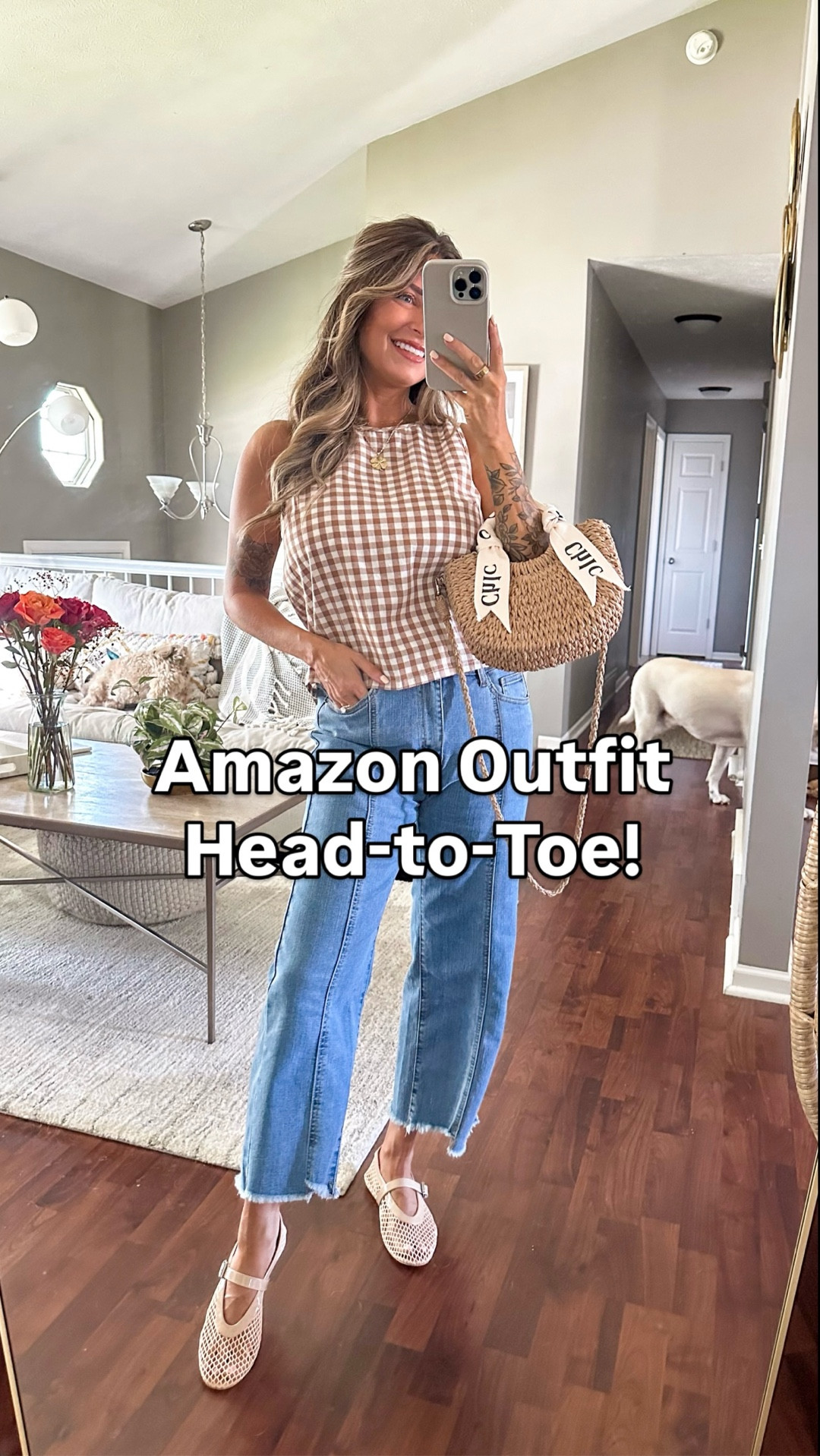 Another day, another @amazonfashion outfit! 🤌🏼

Let’s start with these mesh flats… OBSESSED. This is my 2nd pair and I cannot tell you just how comfortable and cute they are! I have the cognac/dark tan color and just added this pair to the lineup. I highly recommend!

I now own these jeans in two colors and love the slight barrel cut and the comfort is perfection! 

My gingham tank is a summer classic and paired it with this designer-inspired raffia purse! 

Everything from head-to-toe is under $50! 

#omaha #amazonfinds #amazonoutfit #amazonfashionfinds #ltkfindsunder50 #summerbag #meshflats #summeroutfits #summeroutfitideas #amazonstyle 