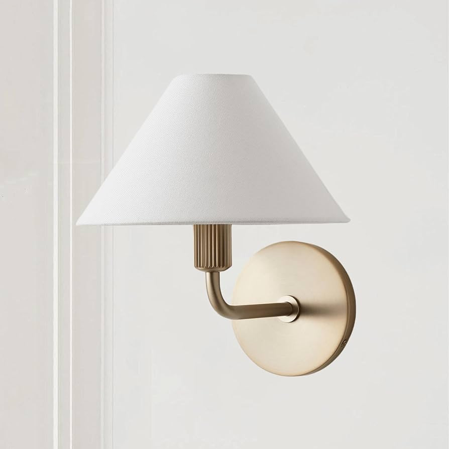 Linen Shades Sconce, Beatrix Sconce - Linen Shandes, 9.4" w x 10.3" d x 10.25" h (Brass) | Amazon (US)