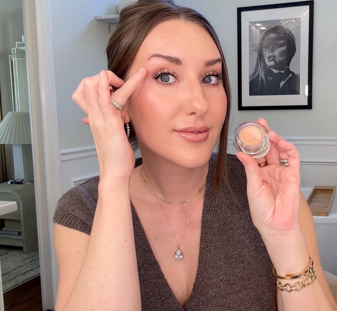 Magic cream eyeshadow. This shade does it all- gives you the perfect natural put-together sheen without looking frosted or “too much”
In shade “glacé”
(I also love the shade “mid century” -the perfect all over natural brown) 
Lip pencil in untitled
Lip gloss in jelly bean
Blush in Beverly Hills 

#LTKBeauty