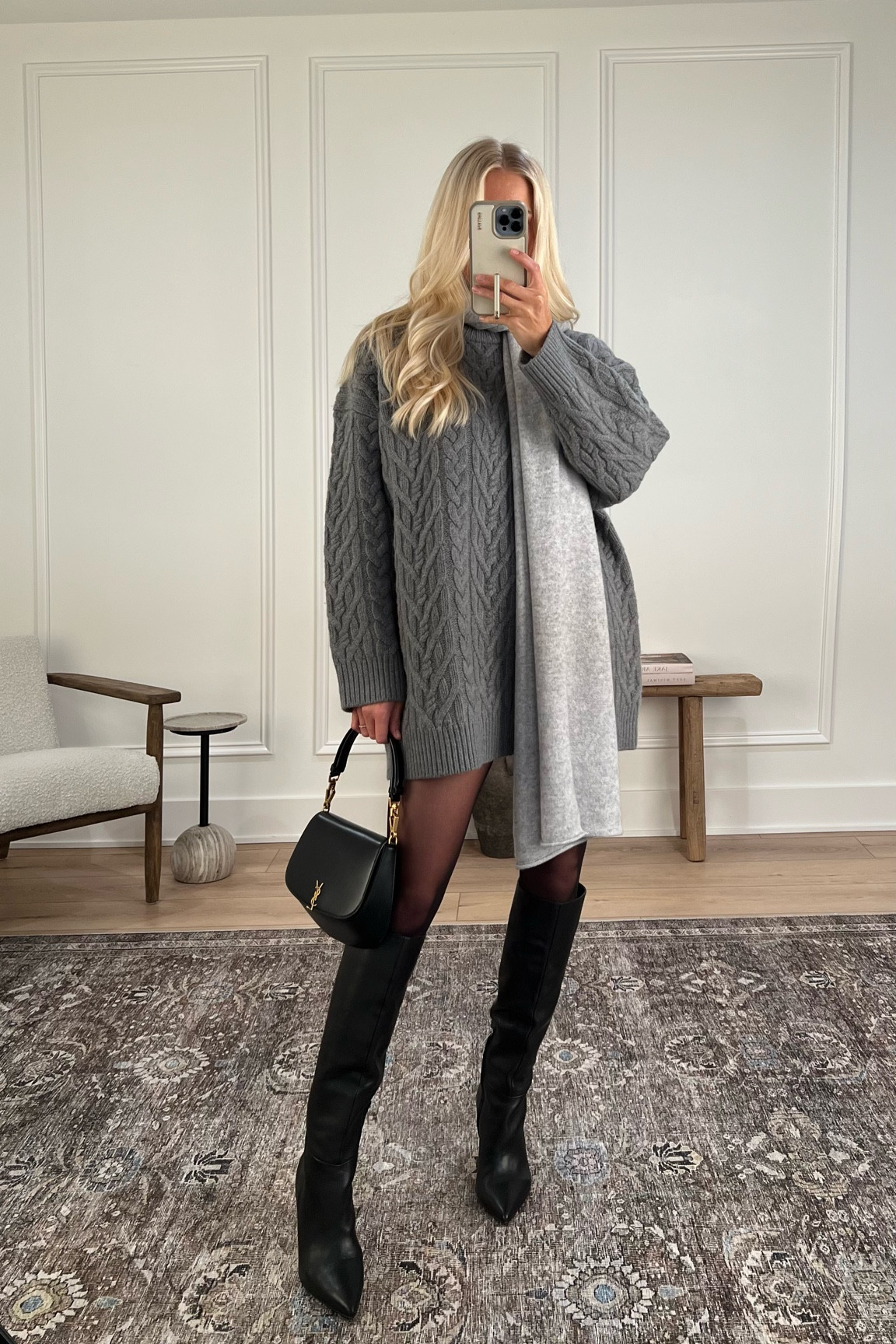 Thanksgiving Outfit! Size 2 in sweater (color: heather dark grey), scarf (color: heather chrome), shoes are true to size.

#KathleenPost #ThanksgivingOutfit #HolidayOutfit 

#LTKSeasonal #LTKStyleTip