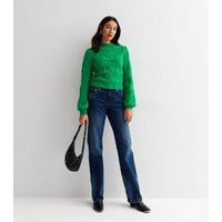 Tall Green Cable Knit Long Sleeve Pointelle Jumper New Look | New Look (UK)
