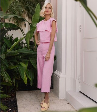 x Jennifer Sumko Amanda Coordinating Linen Flat Front Ankle Pants | Dillard's