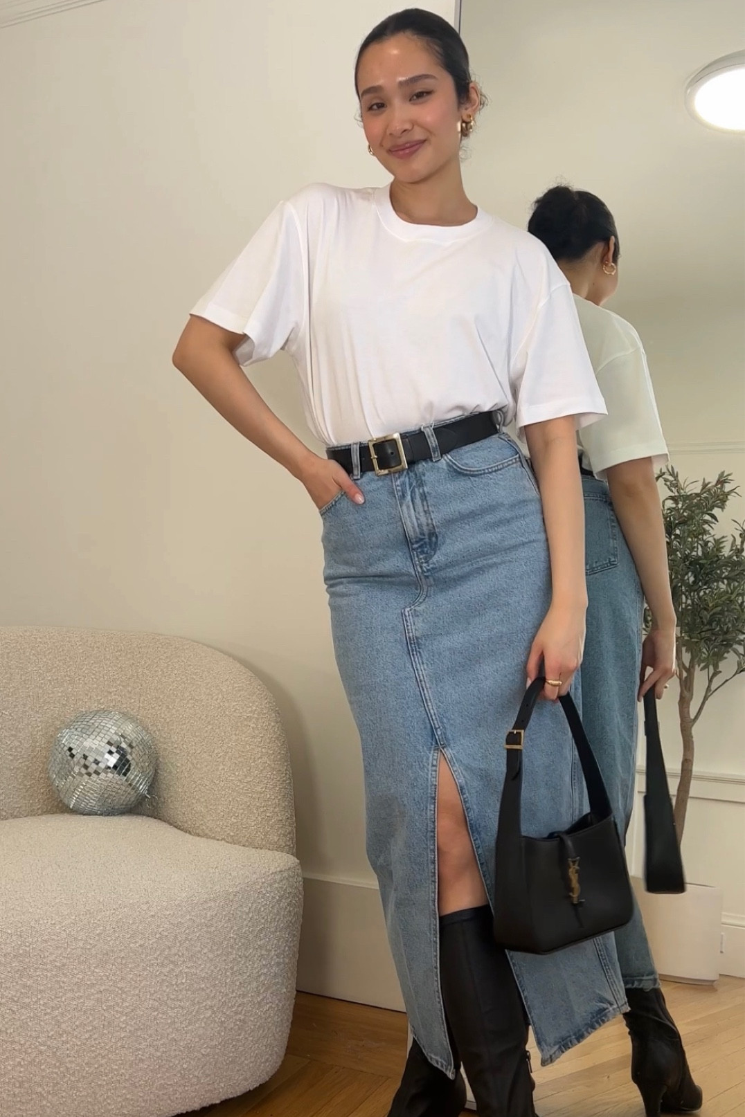 spring outfit inspo: denim midi skirt

#LTKshoecrush #LTKSeasonal #LTKstyletip