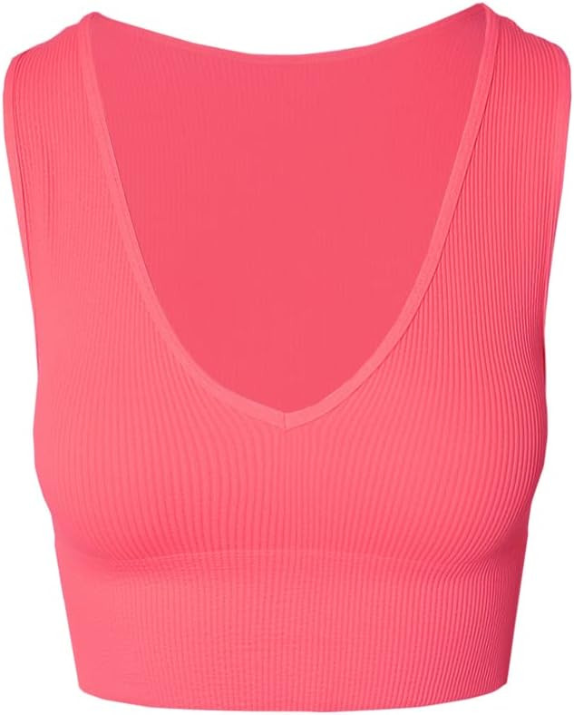 NIKIBIKI Women Seamless Plunge V-Neck Ribbed Crop Top, Made in U.S.A, One Size | Amazon (US)