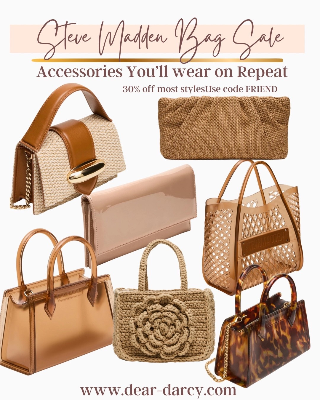 Steve Madden 30% off bag sale

Most of these bags are on sale 30% off with code FRIENDS 

Perfect bags for Spring and summer 
Neutrals, that go with everything 
Straw, leather, plastic, rattan

Totes, clutches, shoulder and mini bags!

 

#LTKTravel #LTKWorkwear #LTKSaleAlert