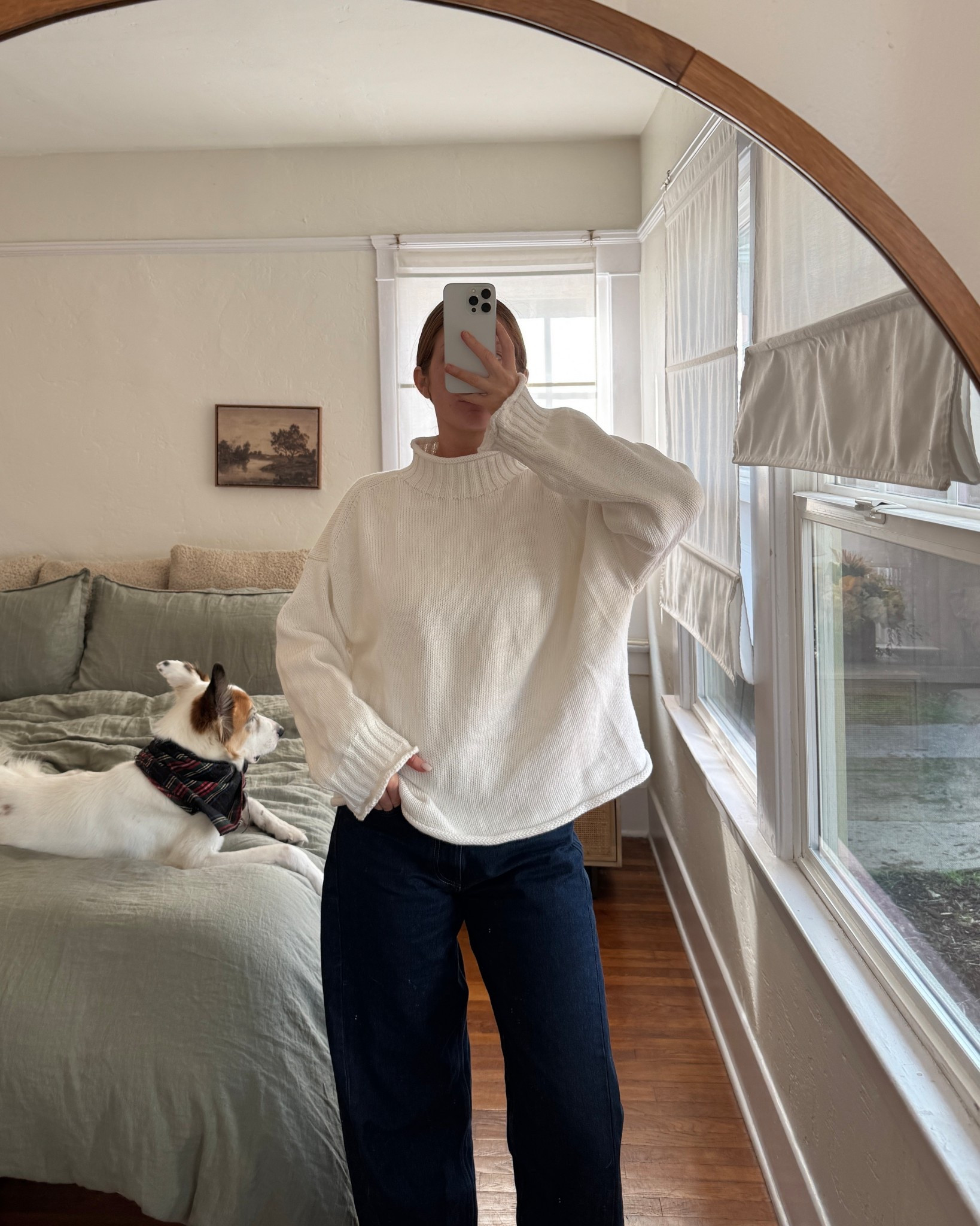 J Crews total rolled neck sweater is finally back and available for pre order!! Wearing a medium 