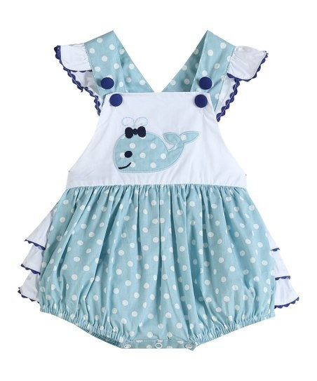 Blue Polka Dot Whale Ruffle Bodysuit - Infant & Toddler | Zulily