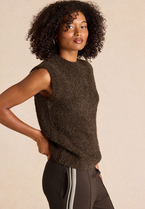 Womens Chocolate Brown Wool Blend Sleeveless Tank Top Jumper | Peacocks